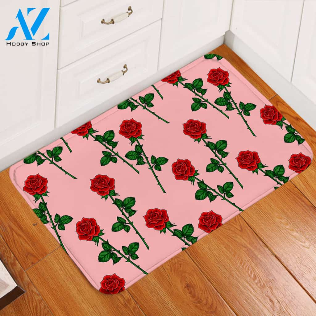 Red Roses Door Mat