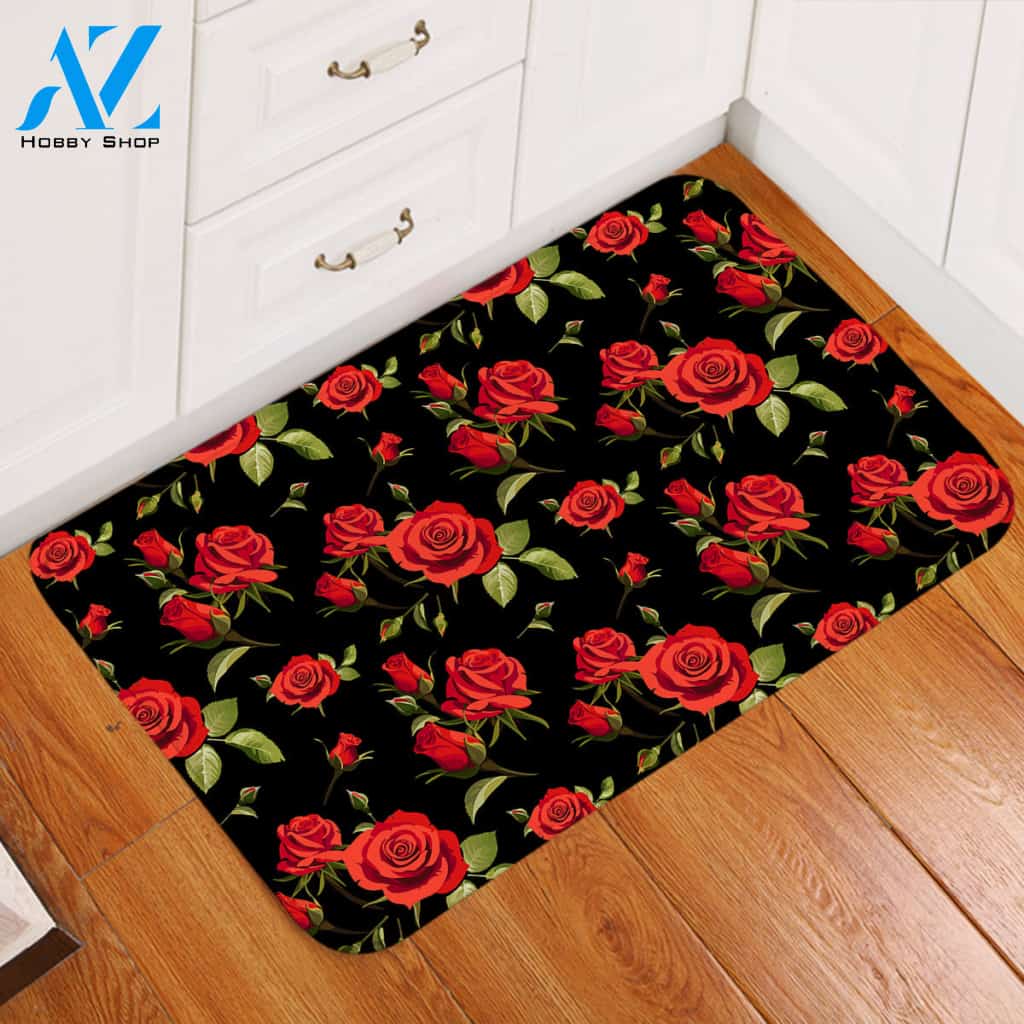 Red Roses Door Mat