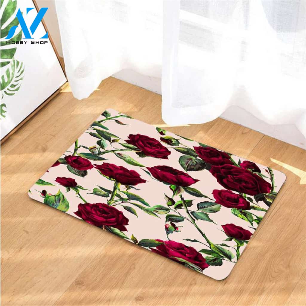 red roses fashion nova pattern doormats