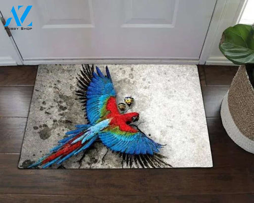 Red Scarlet Macaw Parrot Doormat Housewarming Gift Family Welcome Mat Gift For Friend Family