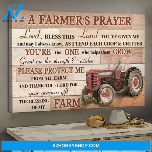 Red truck - A farmer's prayer - Jesus Landscape Canvas Prints, Wall Art