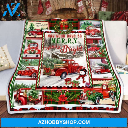 Red Truck Christmas Throw Fleece Blanket