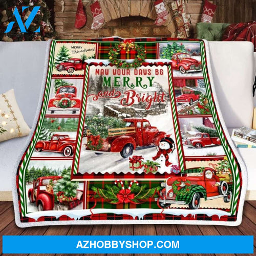 Red Truck Christmas Throw Fleece Blanket