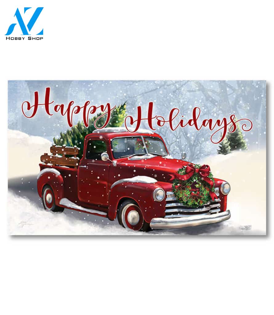 Red Truck Snow Christmas Doormat - 18" x 30"