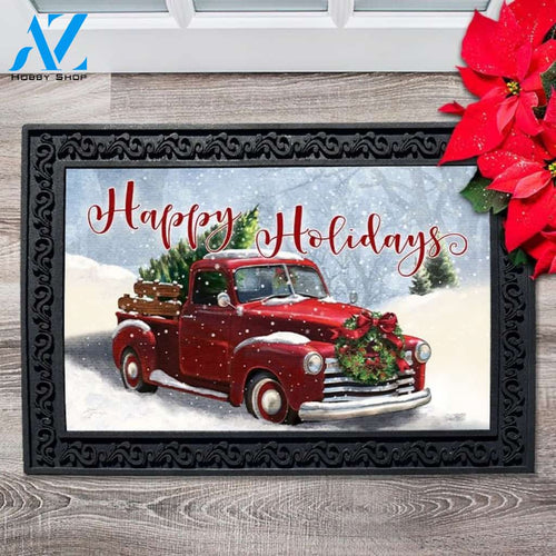 Red Truck Snow Christmas Doormat - 18" x 30"