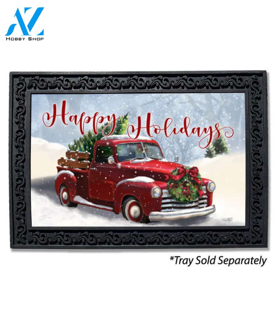 Red Truck Snow Christmas Doormat - 18" x 30"