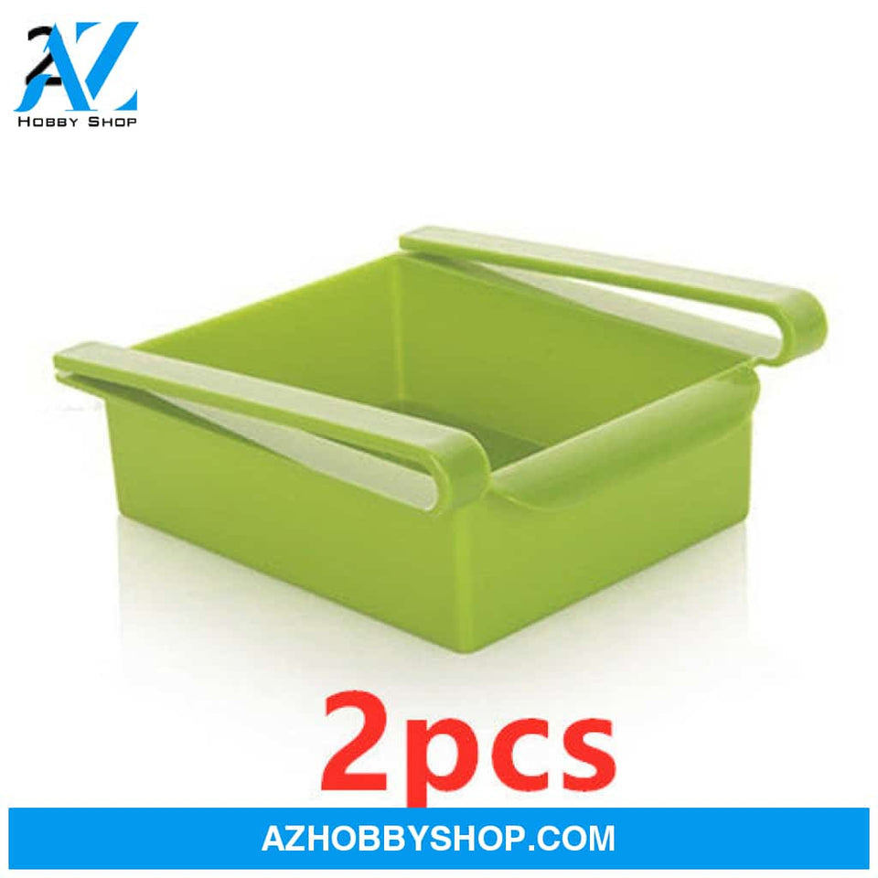 Refrigerator Storage Basket Stretchable Multifunction Kitchen Box 2Pcsgreen1