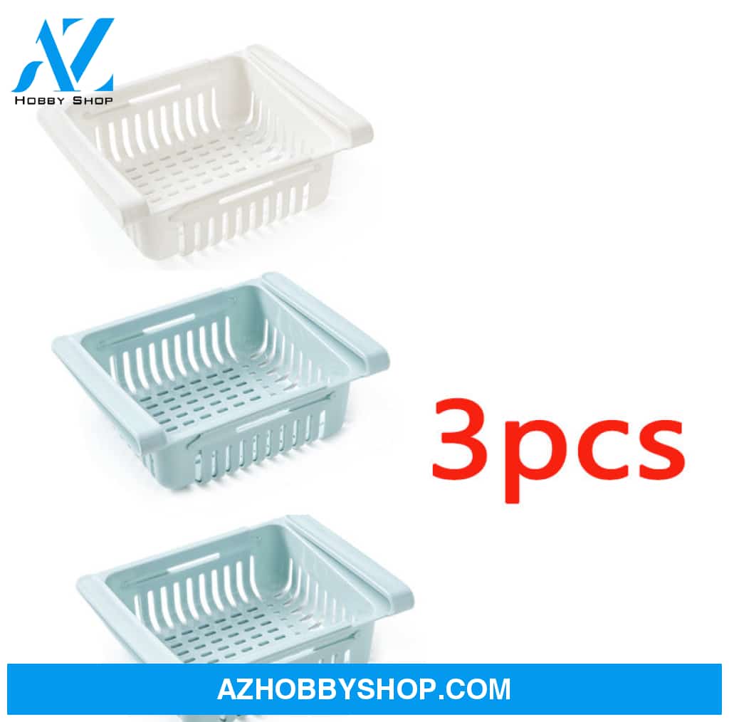 Refrigerator Storage Basket Stretchable Multifunction Kitchen Box 3Pcsset2