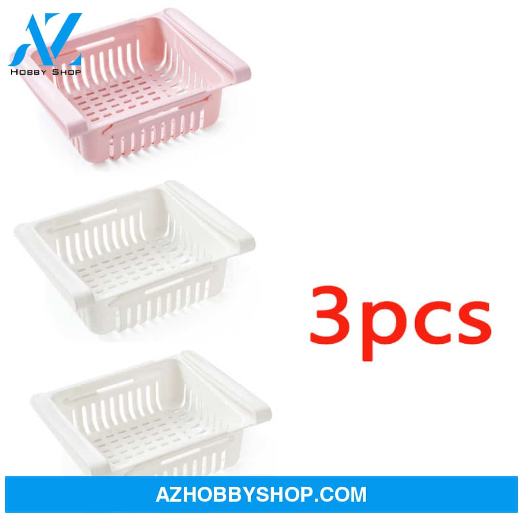 Refrigerator Storage Basket Stretchable Multifunction Kitchen Box 3Pcsset7