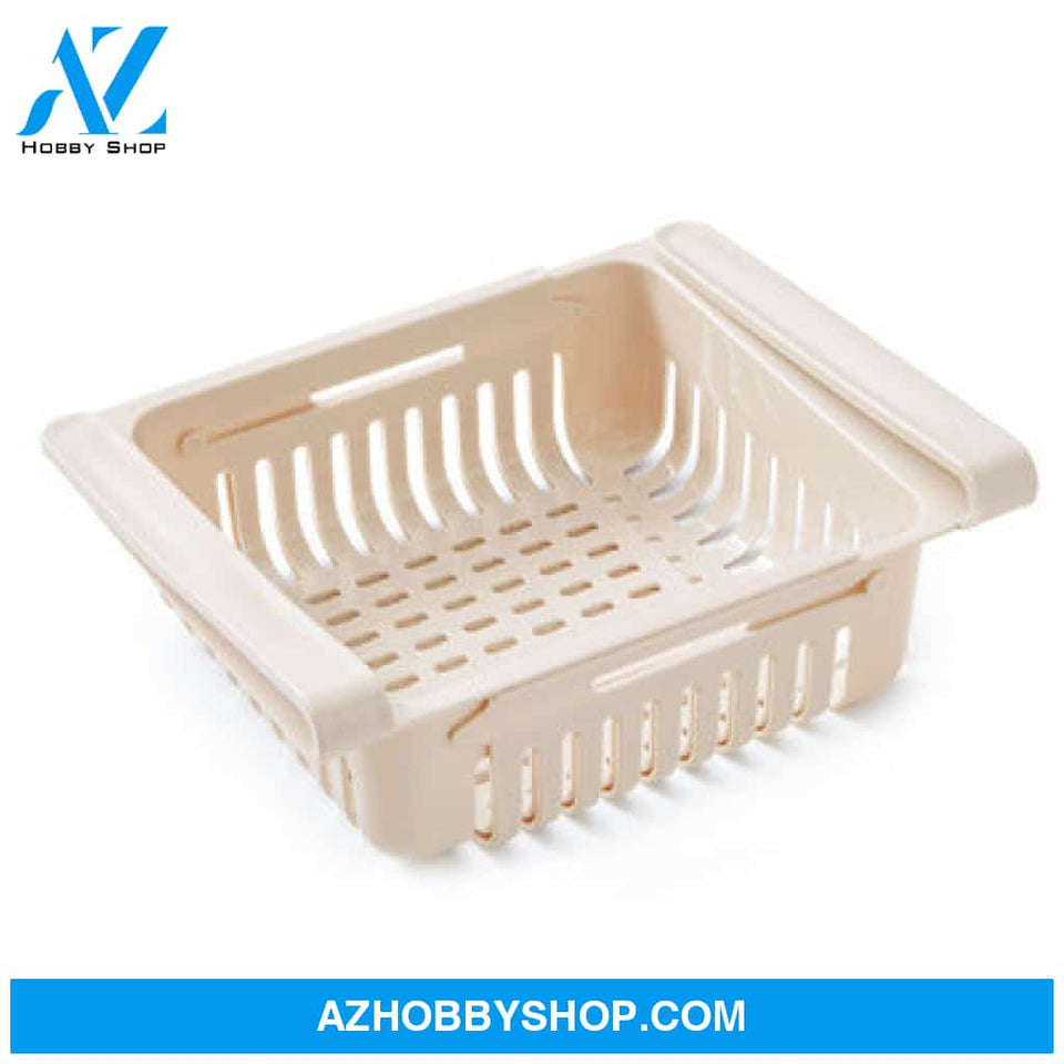 Refrigerator Storage Basket Stretchable Multifunction Kitchen Box Apricot