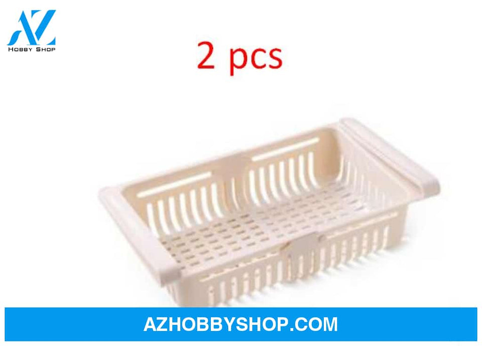 Refrigerator Storage Basket Stretchable Multifunction Kitchen Box Apricot2Pcs