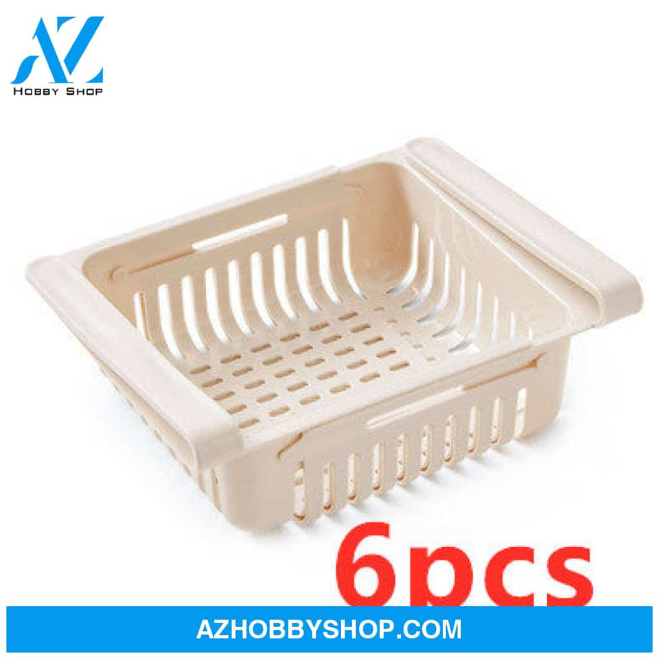 Refrigerator Storage Basket Stretchable Multifunction Kitchen Box Apricot6Pcs