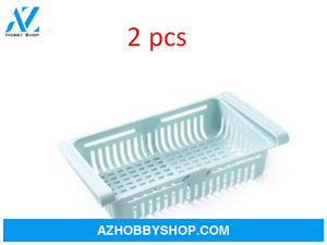 Refrigerator Storage Basket Stretchable Multifunction Kitchen Box Blue2Pcs