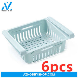 Refrigerator Storage Basket Stretchable Multifunction Kitchen Box Blue6Pcs