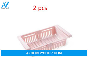 Refrigerator Storage Basket Stretchable Multifunction Kitchen Box Pink2Pcs