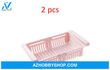 Refrigerator Storage Basket Stretchable Multifunction Kitchen Box Pink2Pcs