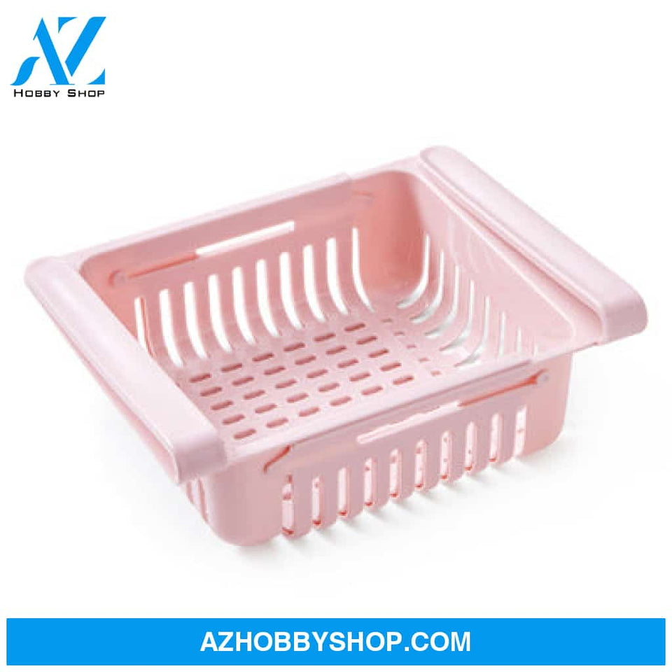 Refrigerator Storage Basket Stretchable Multifunction Kitchen Box Pink3Pcs