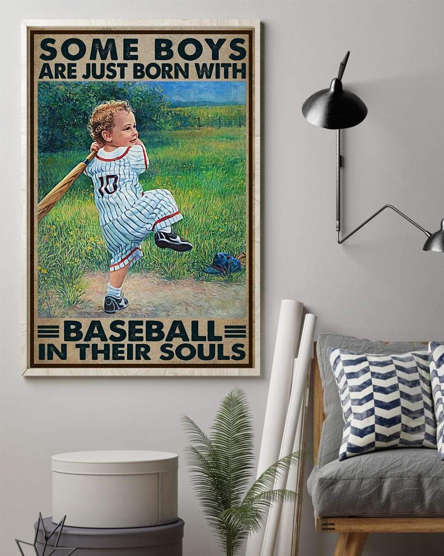 Some boy are just born with baseball in their soul Canvas Wall Art, Wall Decor Visual Art