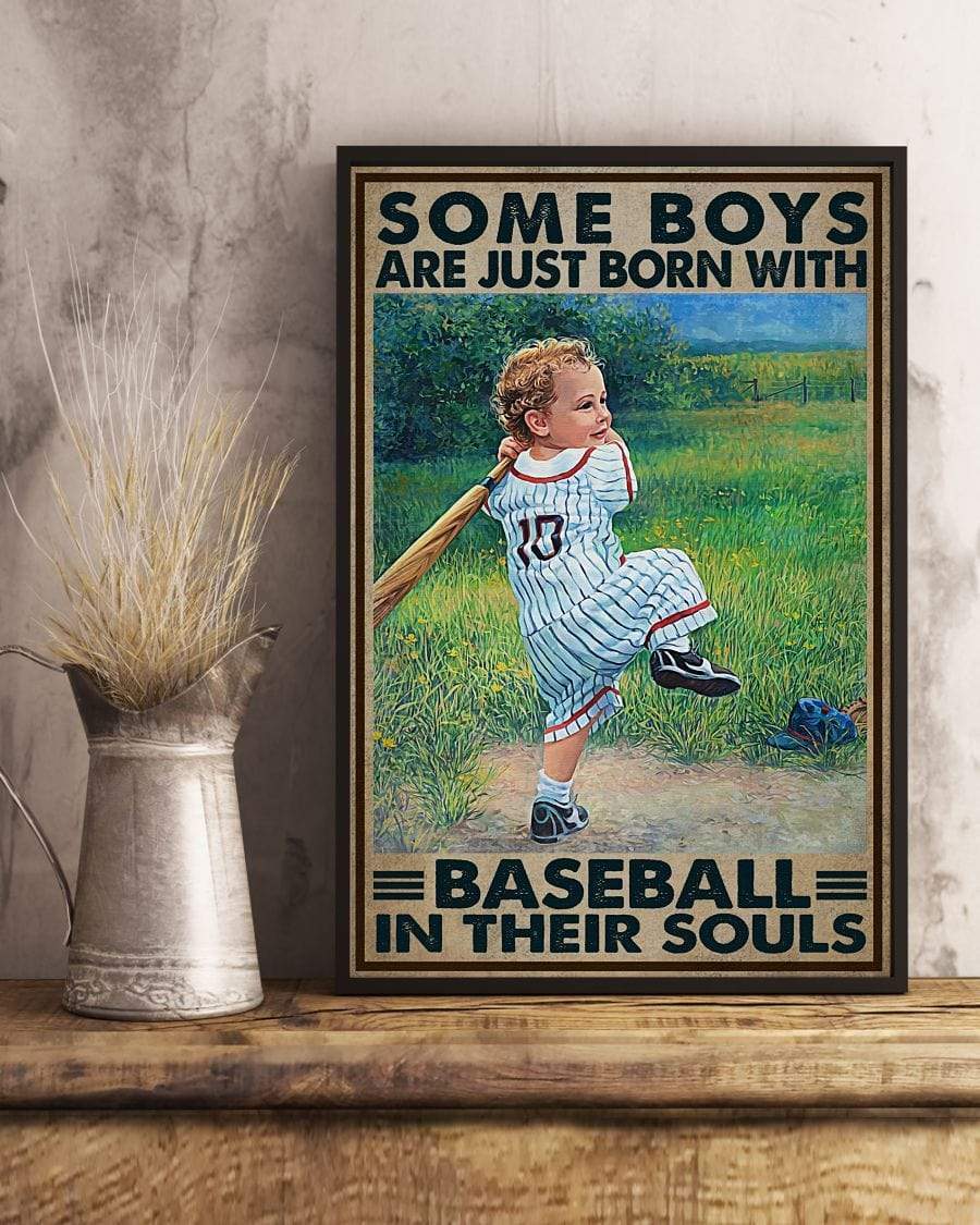 Some boy are just born with baseball in their soul Canvas Wall Art, Wall Decor Visual Art