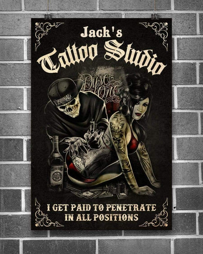 Tattoo Couple I Get Paid To Penetrate Canvas Wall Art, Wall Decor Visual Art