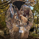 Hunting Gifts Hunting Buck And Doe Deer All Over Printed US Unisex Size Hoodie