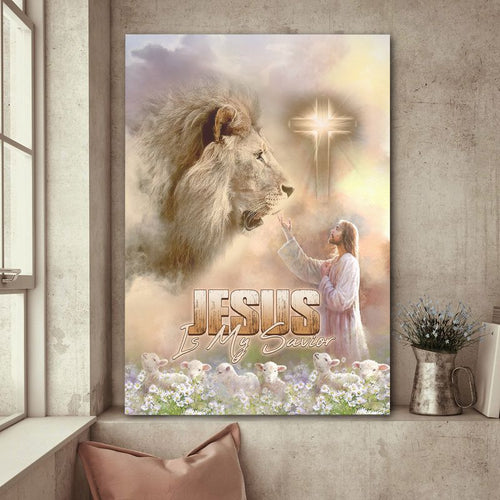 Jesus is my savior Jesus Lion and Lamb - Matte Canvas
