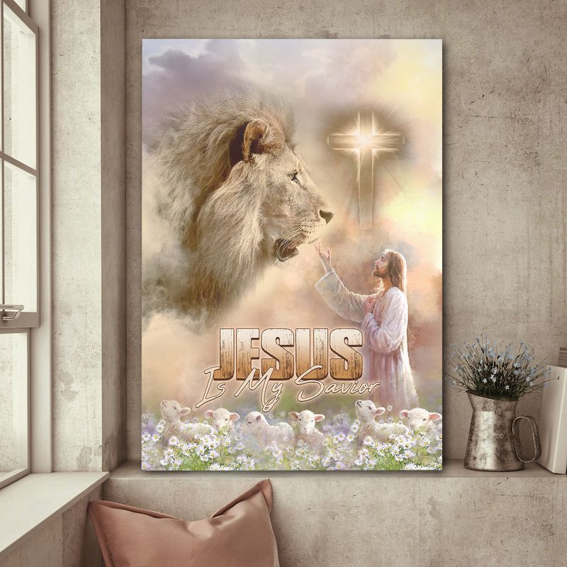 Jesus is my savior Jesus Lion and Lamb - Matte Canvas
