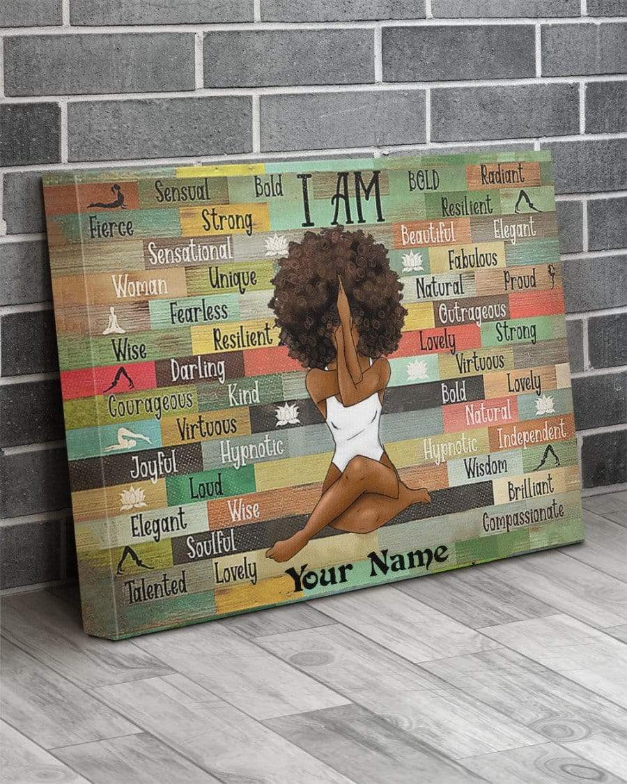 Black Girl Yoga custom name Canvas Wall Art, Wall Decor Visual Art
