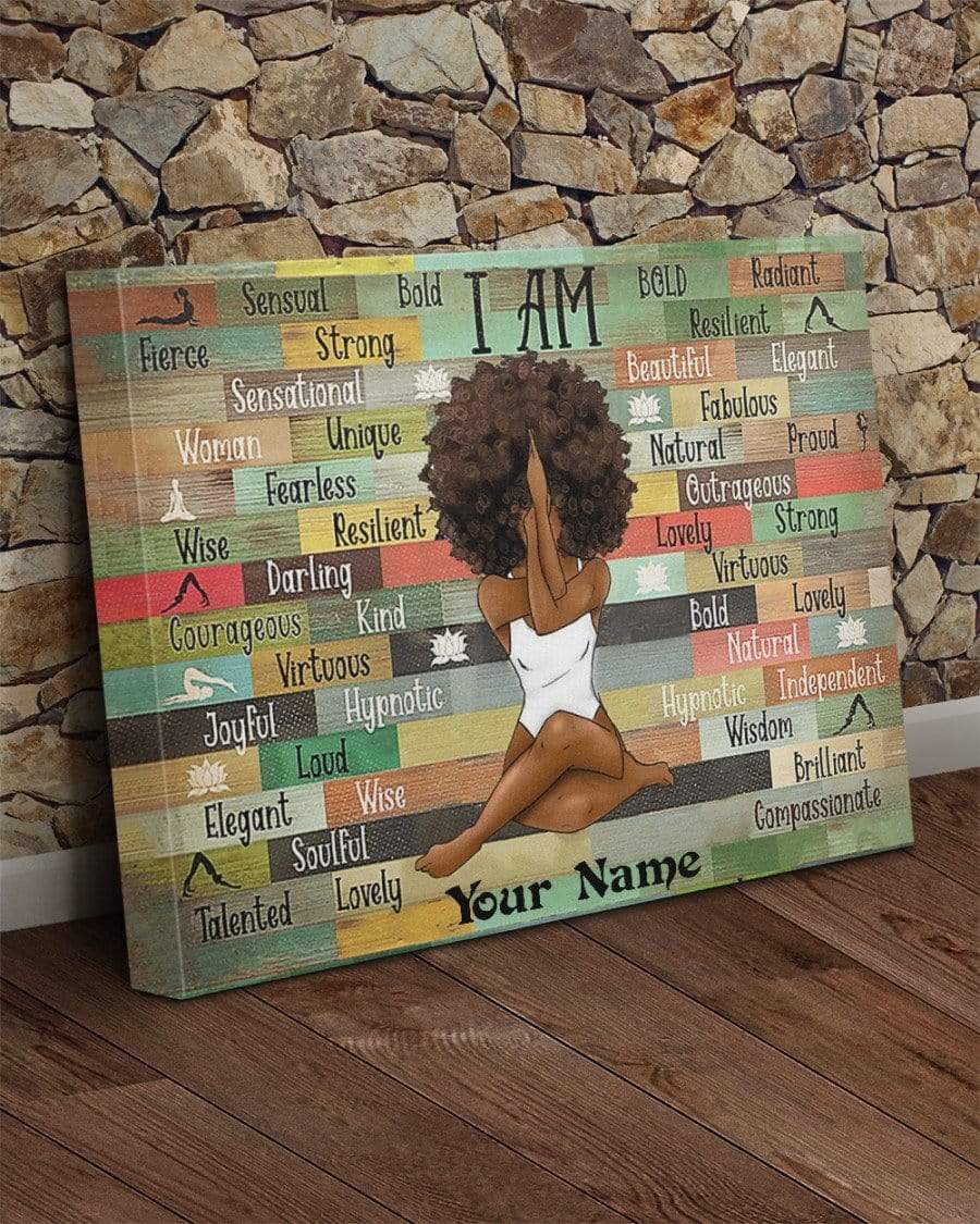 Black Girl Yoga custom name Canvas Wall Art, Wall Decor Visual Art