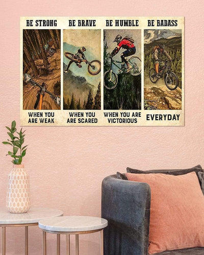 Cycler be strong be brave be humble be badass Canvas Wall Art, Wall Decor Visual Art
