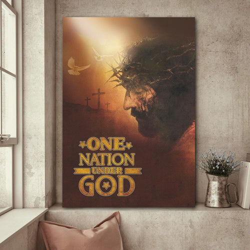 Jesus painting Cross One nation under God - Matte Canvas