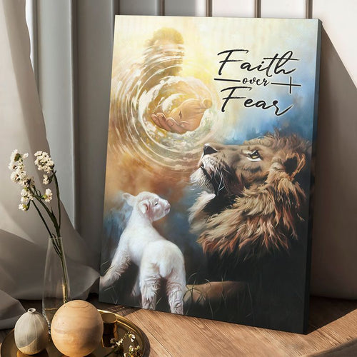 Jesus Lion and Lamb faith over fear - Matte Canvas