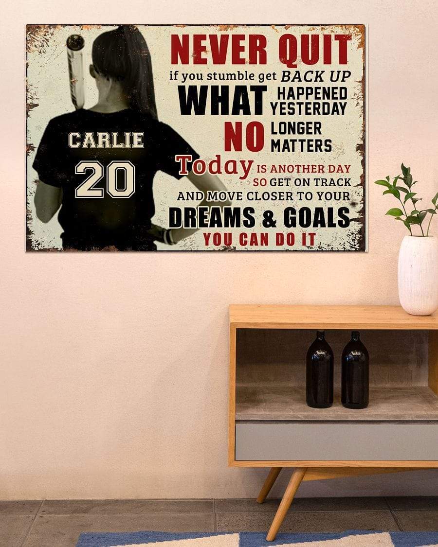 Softball Girl move closer to your dreams & goals custom name & number Canvas Wall Art, Wall Decor Visual Art