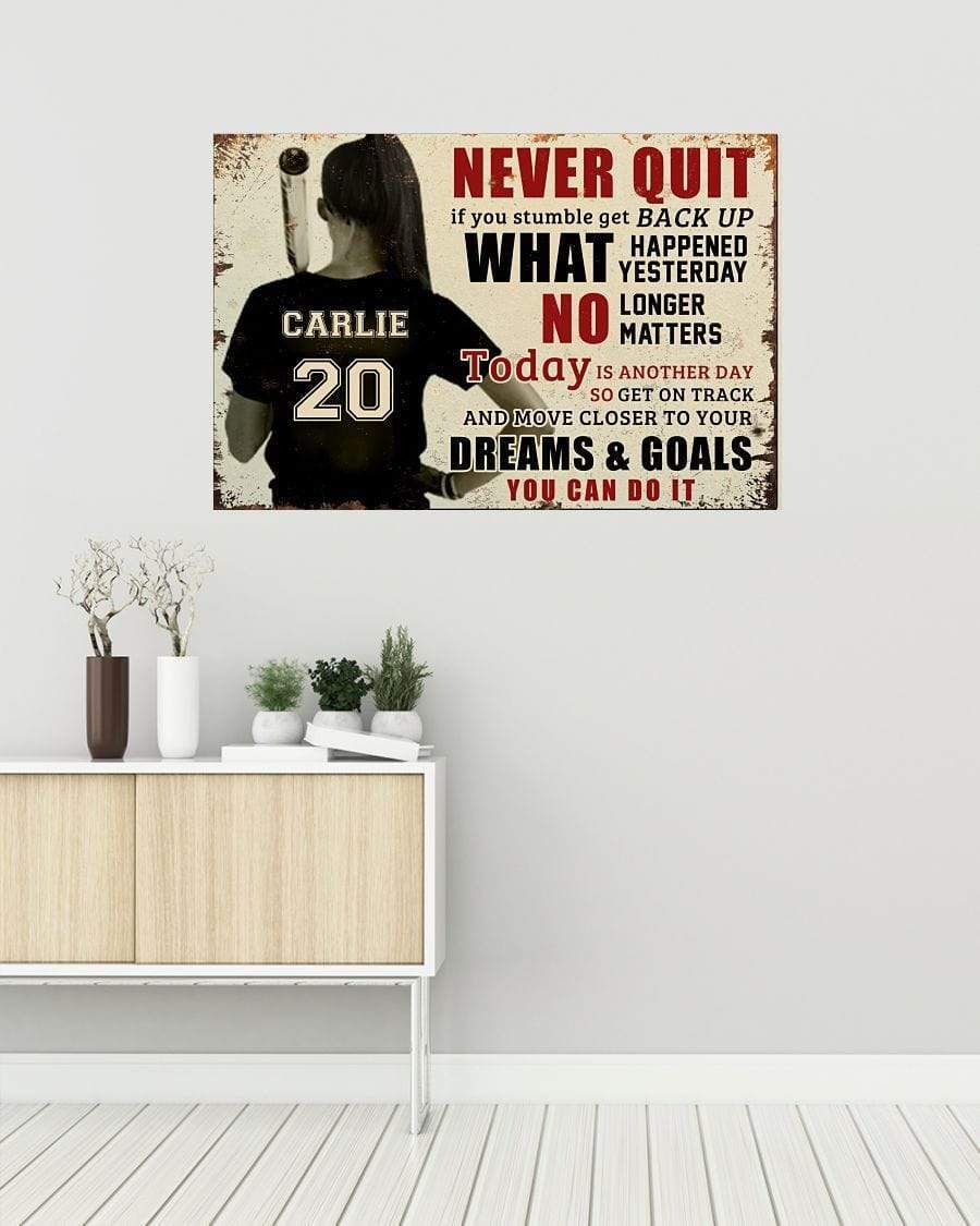 Softball Girl move closer to your dreams & goals custom name & number Canvas Wall Art, Wall Decor Visual Art