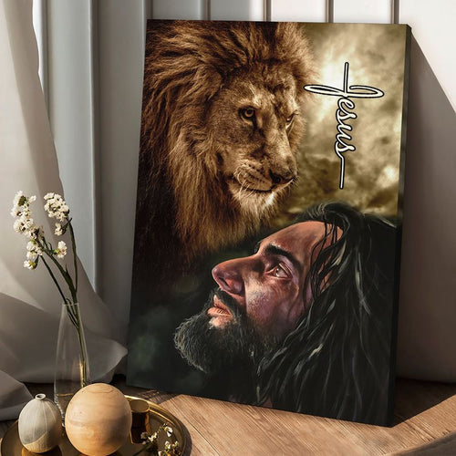 The face of Jesus and Lion Jesus - Matte Canvas
