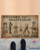 Welcome to My Salon Personalized Welcome Non-Slip Rubber Backing Doormat NHD