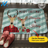 Reindeer Christmas Personalized Name Doormat