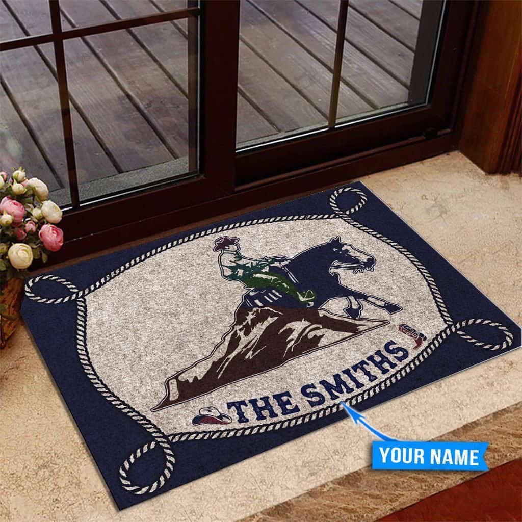 Reining Horse Personalized Custom Name Doormat Welcome Mat