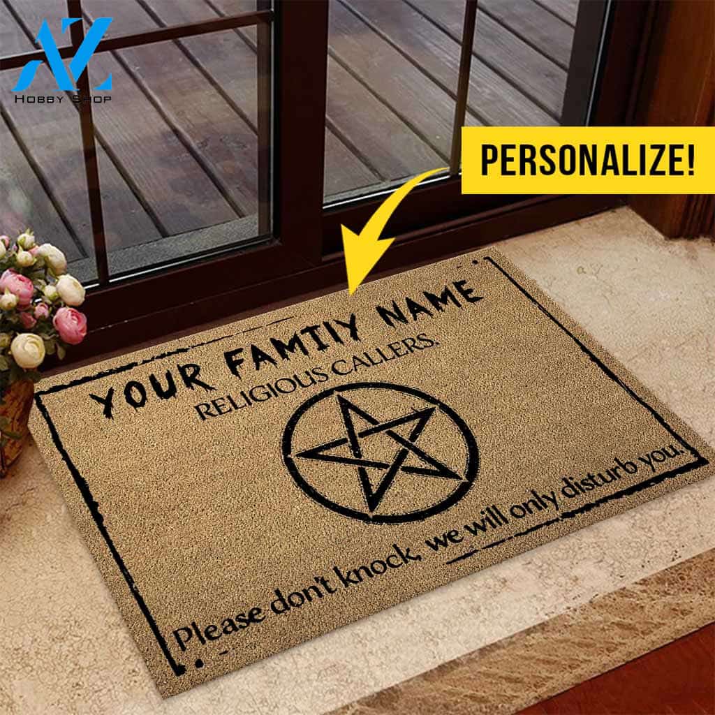 Religious Callers - Witch Personalized Coir Pattern Print Doormat