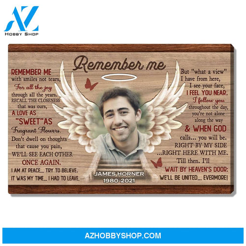Remember Me, Upload Photo Personalized Memorial Canvas