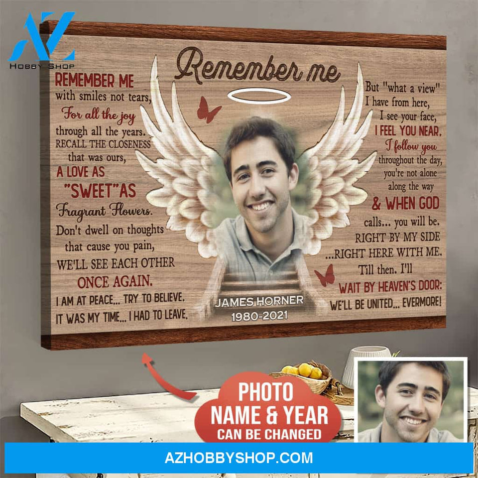Remember Me, Upload Photo Personalized Memorial Canvas