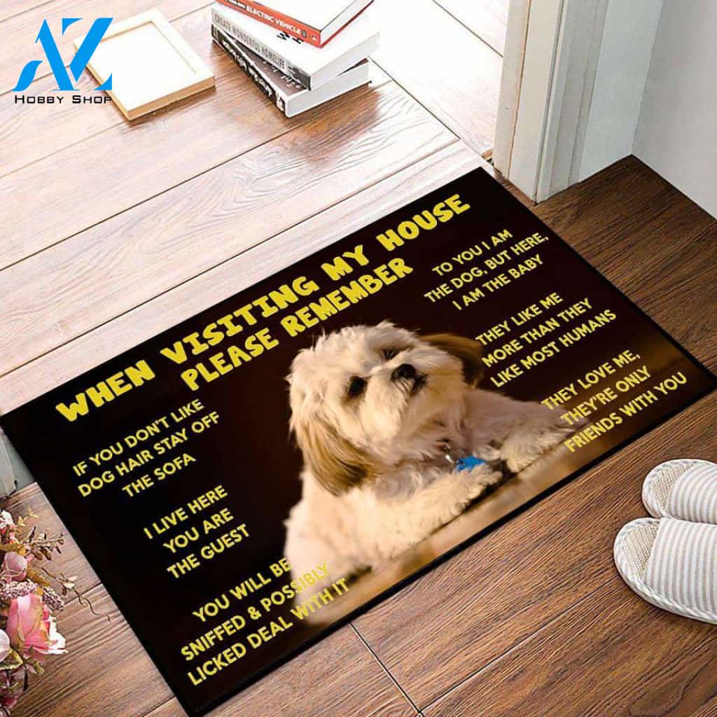 Remember Shih Tzu Dog House Rules Doormat | Welcome Mat | House Warming Gift