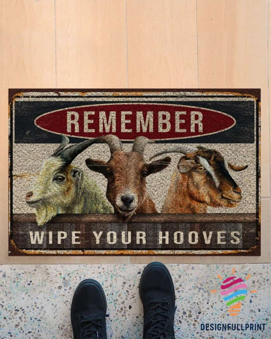 Remember Wipe Your Hooves Goats Welcome Non-Slip Rubber Backing Doormat NHD
