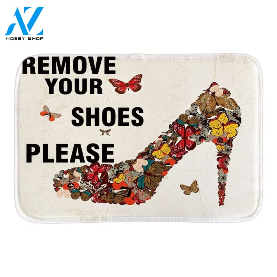 Remove Your Shoes Please Butterfly Doormat Indoor And Outdoor Mat Entrance Rug Sweet Home Decor Housewarming Gift Gift For Friend Family Butterflies Lovers
