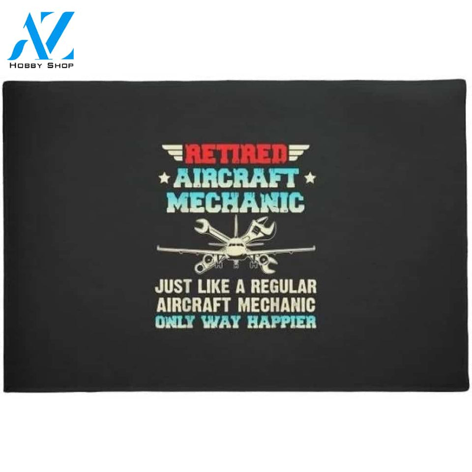 Retired Aircraft Mechanic Regular Aircraft Doormat Welcome Mat House Warming Gift Home Decor Funny Doormat Gift Idea