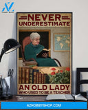 Teacher Classroom Canvas Retired Teacher - Never Underestimate An Old Lady, Student Wall Art Back to School Gift for Teacher