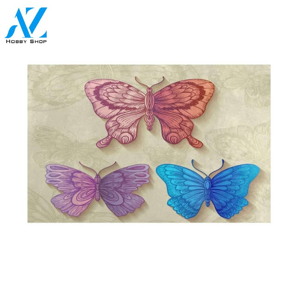 Retro Butterflies Funny Indoor and Outdoor Doormat Warm House Gift Welcome Mat Funny Birthday Gift for Butterfly Lovers