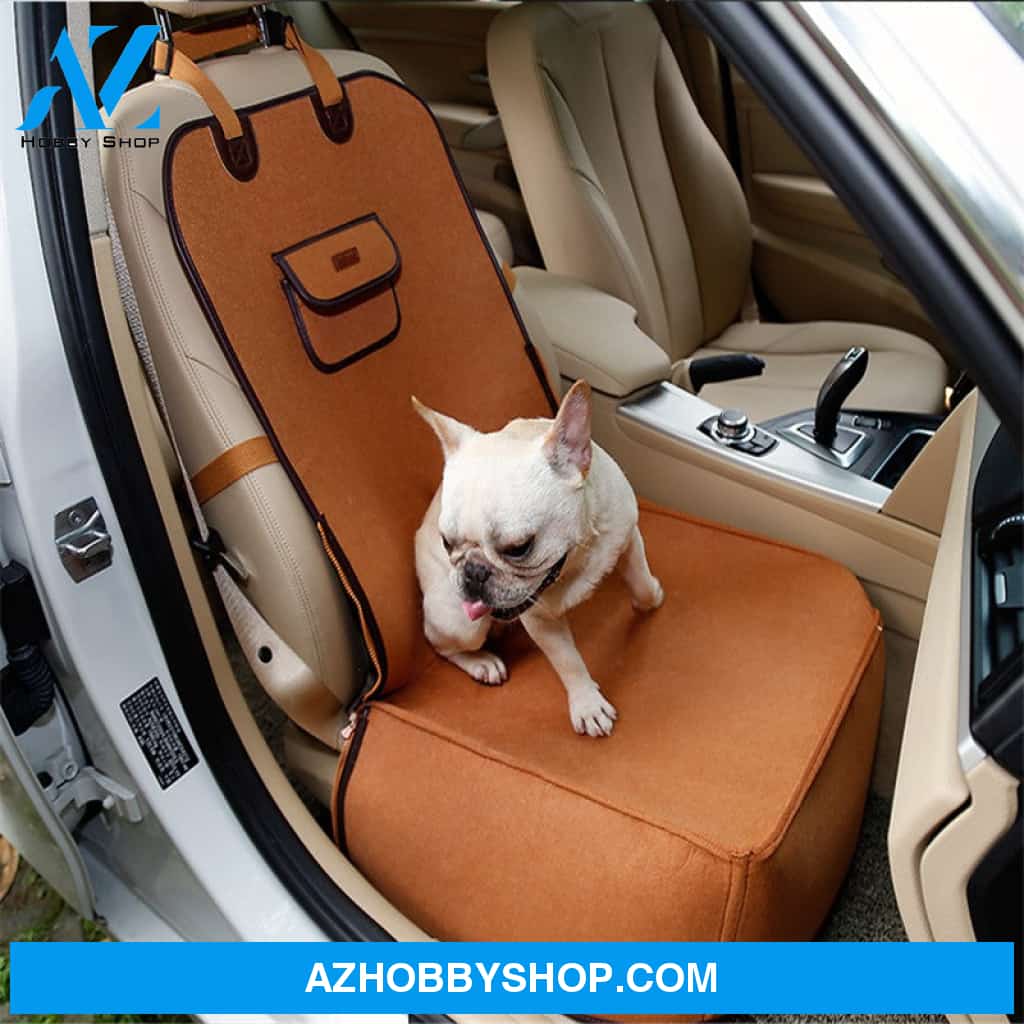 Retro Dual-Purpose Pet Car Mat Front Seat Cushion Brown