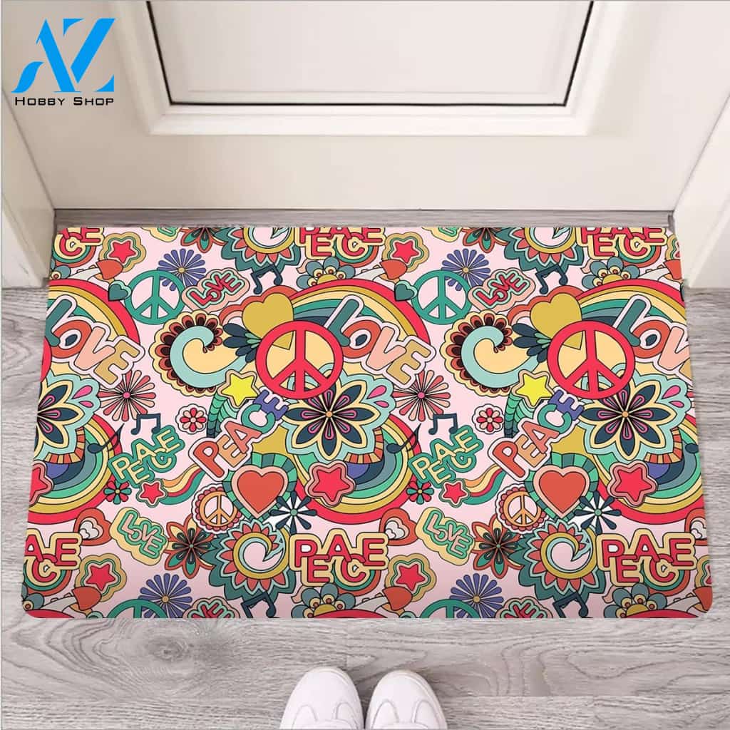 Retro Hippie Door Mat