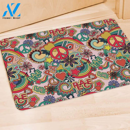 Retro Hippie Door Mat